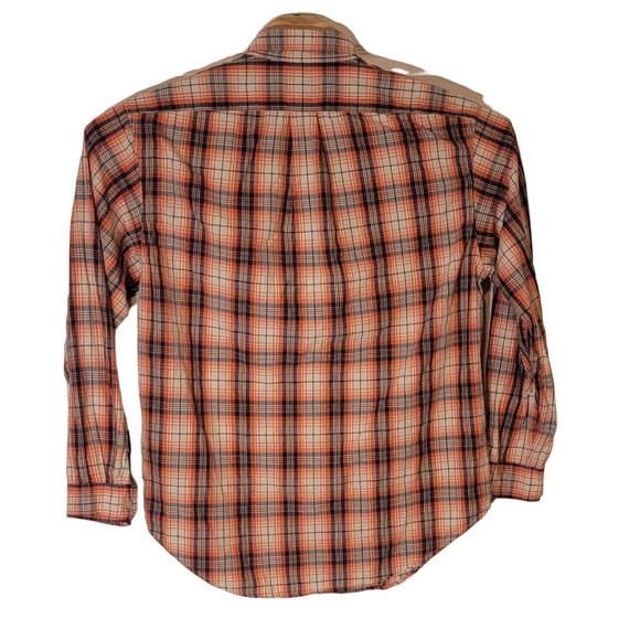 Ralph Lauren Polo Jeans Company Button Up Shirt Orange Tan Plaid Size Medium - Picture 3 of 7